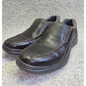 Clarks Code Brown Leather Preppy Academia Square Toe Loafers Shoes Men's Size 11